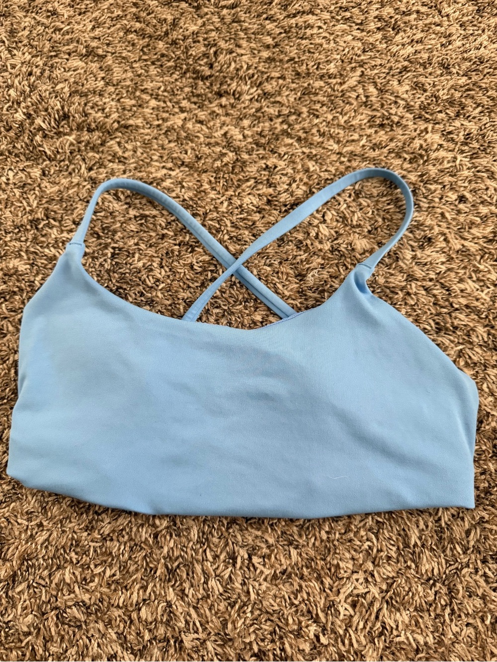 Light Blue Crisscross Strap Sports Bra Women